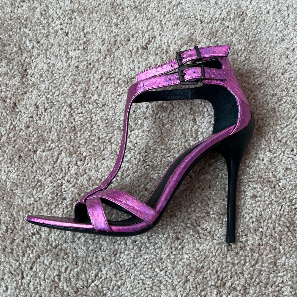 Brian Atwood Pink Metallic Heels
